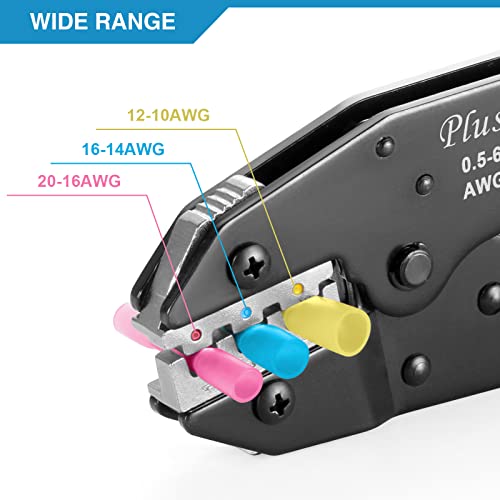Plustool Crimping Tool for Heat Shrink Connectors AWG22-10, Ratcheting Wire Terminal Crimper - Crimping Pliers - Electrical Crimping Tool - Image 6