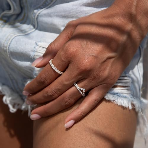 STORYJEWELLERY Wedding Bands for Women, Stackable Rings, 18K Gold Plated Band Ring, Eternity Band Rings for Women, Engagement Ring 2.25mm 1.8mm 1.4mm, Gifts for Her3