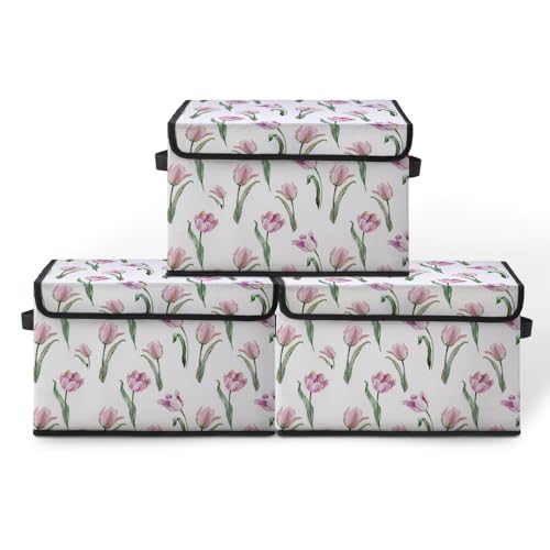 Image of Stackable Storage Bins with Lids,Closet Organizers Fabric Box for Home and Office,Blanket Clothes Organizers,Under Bed Storage Containers 3 Pack