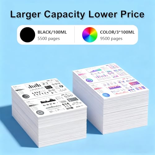 Image of 400mL 522 Ink Refill Bottles for ET-2800, ET-2803, ET-2400, ET-2720, ET-4800, ET-4810, ET-2840, ET-2900, ET-2903, ET-4903 Printers, Dye-Based BK /C /M /Y, Not for Sublimation