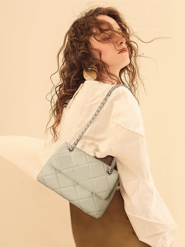 Gladdon Multi Pocket Shoulder Satchel Bag for Women Diamond Pattern Crossbody Bag Soft Leather Quilted Handbag with Sliding Chain Strap