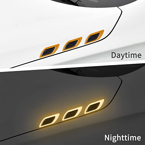 Ruiante 6Pc Strong Reflective Stripe Stickers For Car Fender Hood Bumper Night Visibility Reflective Decal Safety Warning Stickers Grade Carbon Fiber Universal For Car Suv (Yellow) #TOP4