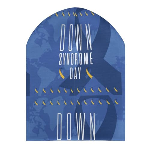 World Down Syndrome Awareness Day Kids Beanie Hat for for Girls Boys Children Cap Winter Knitted Chemo Cancer Headwear Accessories Gifts Decoration Black3