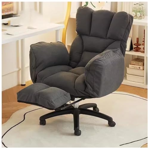 Silla de juego ergonómica con ruedas y reposapiés para el escritorio doméstico silla de acento gris para sillón reclinable de estudio de computadora con asiento de escritorio de respaldo para