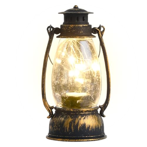 Akkubetriebene Laterne - Batteriebetriebene Laternen Deko Innenbereich | mit flackerndem Flammeneffekt für Zuhause, Garten, Terrasse, Zelte, Outdoor, Nacht, Wandern, Rucksackreisen und Stromausfälle