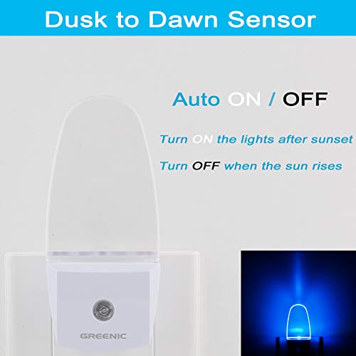 Image of GREENIC Plug in LED Night Light Lamp 4 Pack with Light Sensor Blue