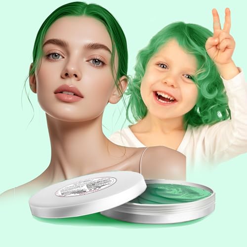 HaiolorPro Green Temporary Hair Color Wax Temporary Hair Color Dye for Kids Washable Natural Instant Color Wax Hairstyle Cream Hair Pomades for Women & Men Party Cosplay Halloween Valentines Day