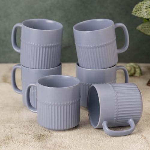 Image of Clay Craft Fine Ceramic Crimson Blue Coffee Mug Set of 6, Cups for Tea & Coffee, Mug Set, Gift Set, Elegant Design for Home and Kitchen and Can Be Gifted to Your Loved Ones On Any Occassions