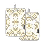 OWFKAY Juego de 2 soportes para ollas, estilo bohemio, mesa geométrica para cocina, resistente al calor, 170 ℃ de grosor y seguro, 18 x 25 cm