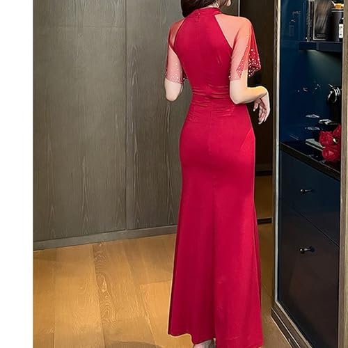 Robe invitée de mariage chic drapée fendue DGKaxiyaHM - 5