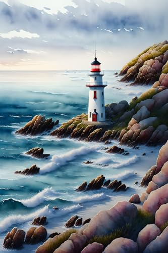 Poster phare sur toile UXHRILSV pour une ambiance de salon bord de mer cosy