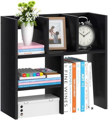 Desktop Bookshelf Wood Desk Organizer Shelf