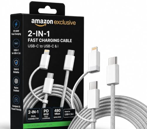 Image of 2-in-1 USB C to Lightning & USB-C Charging Cable [MFi Certified] Fast Charging Multi Charger Cord Compatible with iPhone 17 /16 /15 /14 /13 /12 /11 Pro Max Mini, iPad, Samsung Galaxy, Google Pixel