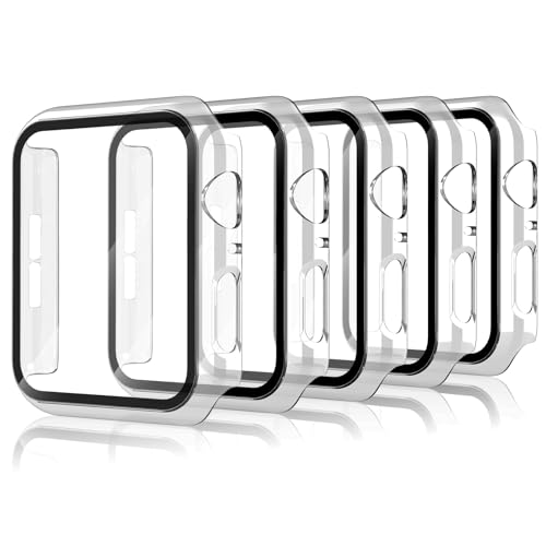 Bigqin 5 Pieces Screen Protector Compatible with Apple Watch Series 6/5/4 SE 40mm with Tempered Glass Full Cover Anti-Scratch Protective Case Compatible with iWatch Transparent