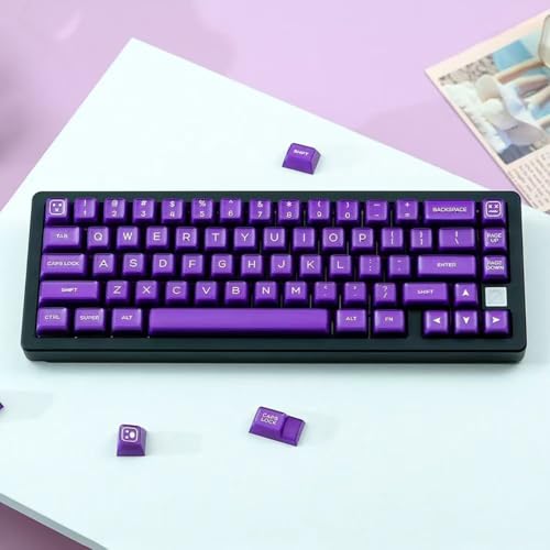 Image of 142 Keys PBT Doubleshot Transluent Keycaps Purple SA Profile Keycaps Set Fit for 61 /64 /87 /104 /108 Cherry Mx Switches Mechanical Keyboard