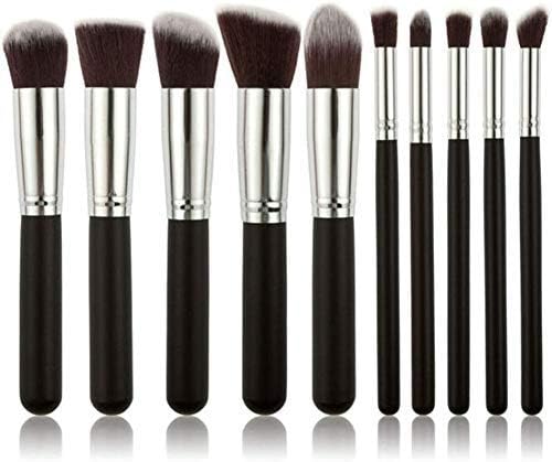 MKSL 10 pcs Premium Synthetic Makeup Brush Set - Black Silver-picture-36
