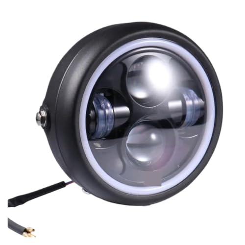 Phare de moto projecteur LED 12V avec anneau lumineux pour rouler de nuit en cafe racer