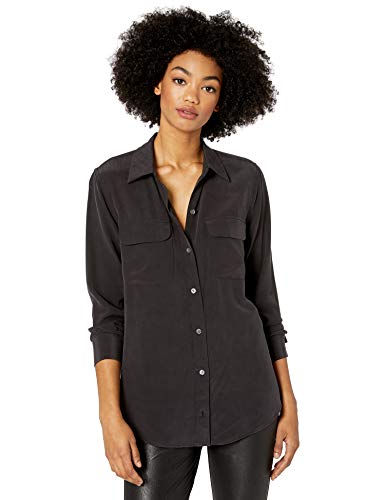 Equipment womens Slim Signature Button Down Shirt, True Black, Medium US