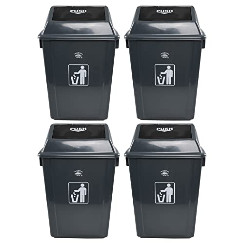 Buyitt 4 Packs Large Garbage Bin With Lid, Plastic Kitchen Waste Bin, 13 Gallon, Grey #TOP22