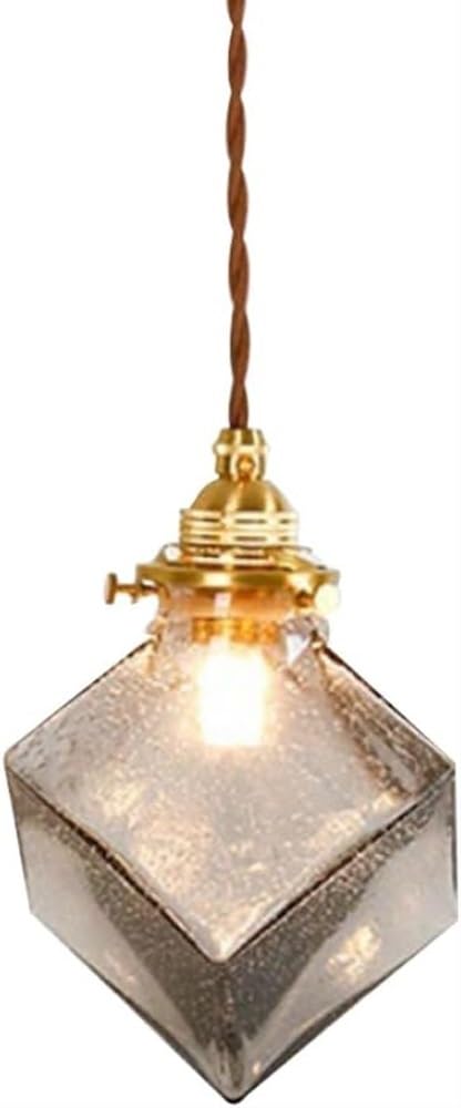 TONFON Smoke Gray Glass Chandelier E27 Modern Nordic Pendant Light Brass Cafes Bars Restaurants Ceiling Light Fixture for Kitchen Island Dining Room Bedroom Hallway Living Room Hanging Light (Size :
