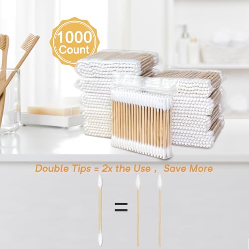 Image of Cotton Swabs for Precision Cleaning, Organic Tips 1000 Count | Pointed Cotton Swabs With Bamboo Sticks For Makeup Fixes, Nail Cleanup, Crafts, Travel Kits, And Small-space Detail Cleaning