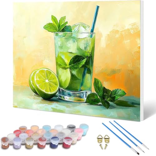 HENJGWEG Pintar por Numeros Adultos, Pintar por Numeros LimóN Painting by Numbers Fruta Paint by Numbers Adult con 3 Pinceles Pintura Acrilica para Decoracion Pared, Regalo Mujer 90x70 cm -hjw25010FH