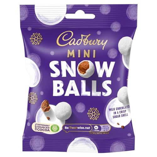 Cadbury Mini Snowballs Christmas Chocolate Bag, 80g