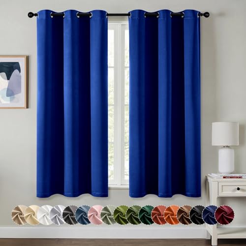 Image of MIULEE Blackout Curtains for Bedroom Living Room 2 Panels, Thermal Insulated Room Darkening Drapes Grommet Noise Reducing Light Blocking Window Treatments 45 Inches Long 40x45 Inch Royal Blue
