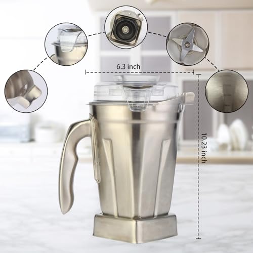 SLLFLY 48Oz Replacement Stainless Steel Container for Vitamix All Full-Size Vitamix Blenders
