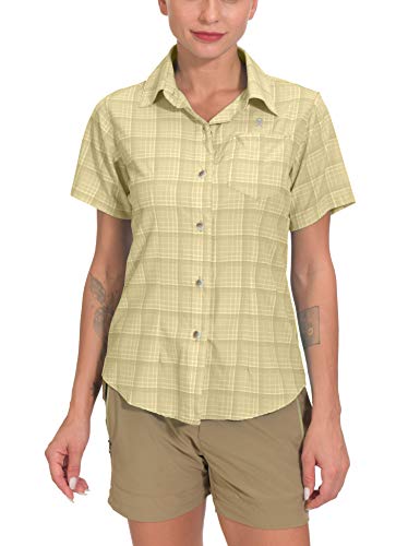 Little Donkey Andy Womens Quick-Dry UV Protection Short Sleeve Shirt, Lightweight Shirt for Hiking Travel Fishing Kahki Size L