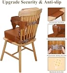 Toddler Booster Seat for Dining Table, Non-Slip Kitchen Chair Booster Cushion with Backrest and Adjustable Straps, Portable PU Waterproof Travel Baby Booster Increasing Cushion, Brown