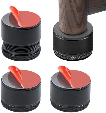 4 Piezas Patas para Muebles Regulables, Patas Regulables para Muebles de Aluminio, Altura Ajustable de 2,7-4,0 cm, Patas Mueble para Mesitas de Noche, Escritorio, Baño, Sofá, Cocina Gabinete Negras