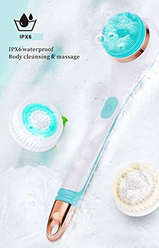 Escova de massagem elétrica para banho, escova de banho, escova de limpeza, escova de silicone recar