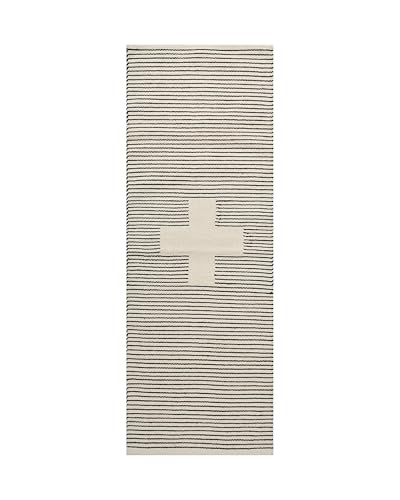 Image of SAGON 2x5 Ft Printed Runner Carpet - Cotton Bedside Rug for Bedroom & Living Room (Black Stripe Plus)