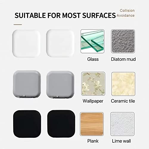 Door Stoppers Wall Protector - Silicone Door Knob Guard Wall Shield - Self-Adhesive Door Handle Bumper Silencer For Home ＆ Office Walls (White, Gray, Black) #TOP3