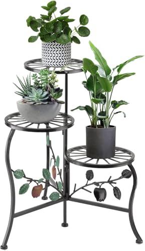 N.B.Y. 3 Tier Metal Plant Stand Indoor Outdoor Fold Waterproof Flower Plant Fit For Garden Balcony Patio Living Room Balcony Office Yard