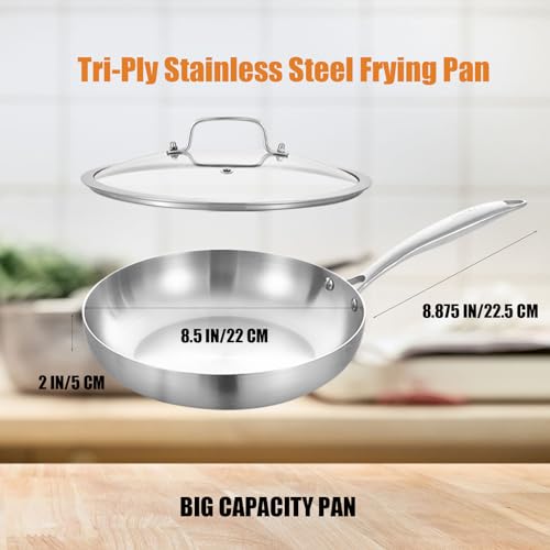 Inqibee 8.5 Inch Stainless Steel Frying Pan with Lid, Riveted Handle by Inqibee - Used condition - Image 6