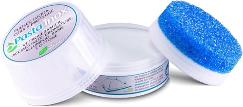 Pasta Inox Detergente per Acciaio Inox Pulisce Lucida Cura e Protegge Pentole Piani Cottura Cappe e Lavelli Senza Graffiare (300g)