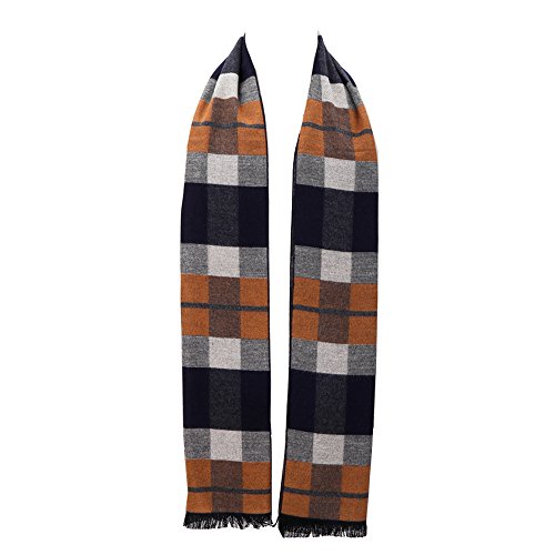 Mens Winter Cashmere Scarf - Ohayomi Fashion Formal Soft Scarves for Men(Camel Plaid)