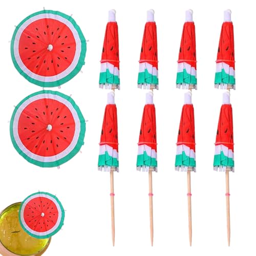 Zahnstocher – Regenschirm-Zahnstocher, Getränke, bunte Cocktail-Sonnenschirme aus Papier, hawaiianische Laau-Dekoration für tropische Getränke, Sommer-Grillen, Pool-Party