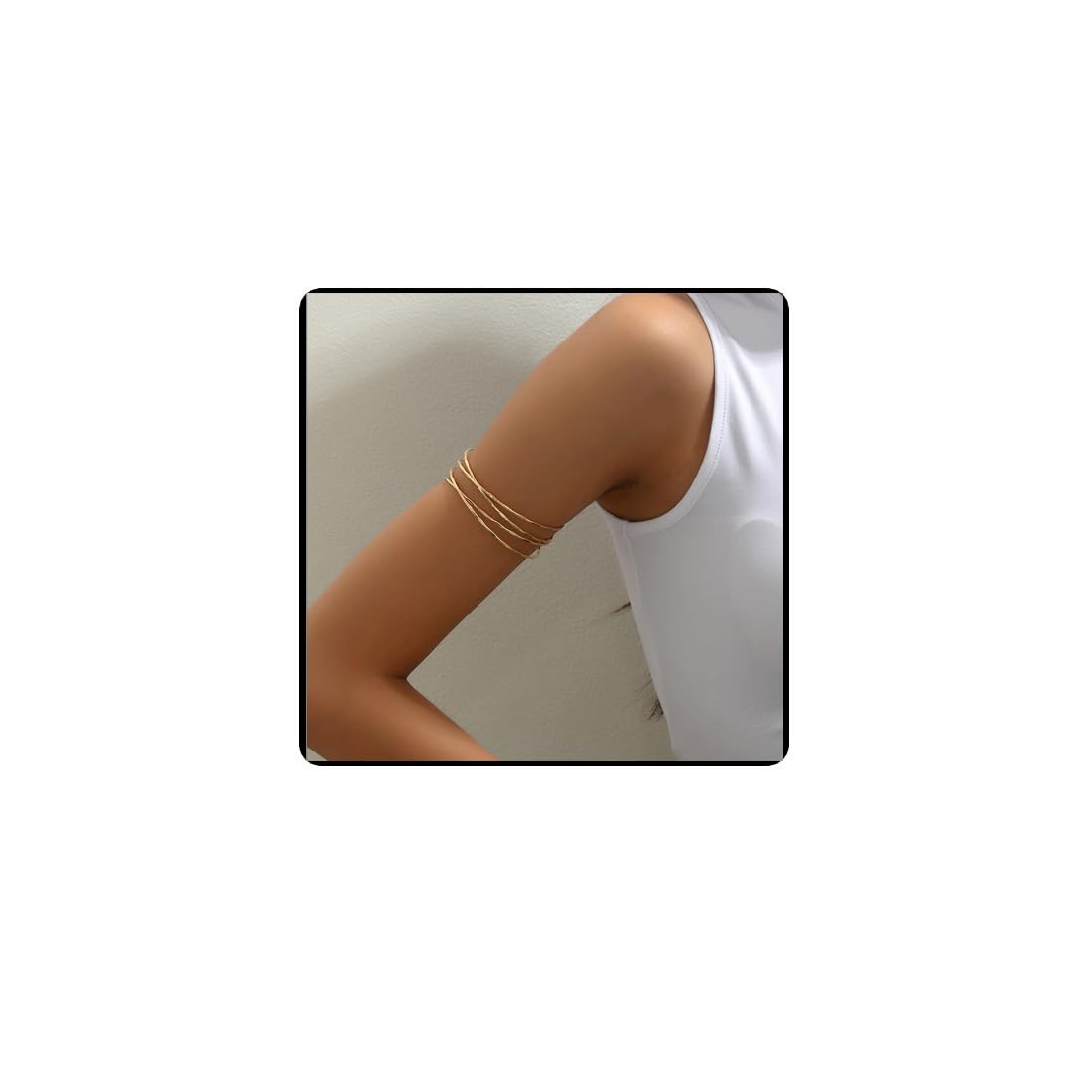 Cubahop Upper Arm Cuff Hollow Multi-layer Crossing Arm Bracelet Adjustable Opening Arm Band Hip Hop Bracelets Body Chain for Women