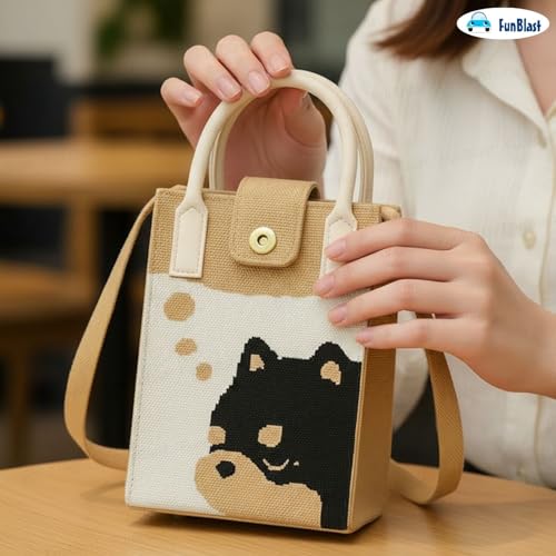 Image of FunBlast Crossbody Mobile Sling Bag for Women - Stylish Phone Pouch with Strap & Silicone Handle, Keychain, Coin, Cosmetics Purse, Cute Utility Bag for Girls & Women