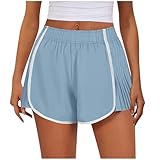 BFSWL Pantalones cortos deportivos para mujer, pantalones cortos de verano, cintura elástica, pantalones cortos deportivos para mujer, pantalones cortos con bolsillos, informales, plisados, pantalones