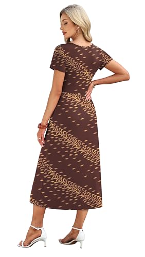 Image of OFEEFAN Summer Dresses for Women Flowy Casual A-Line Midi Dress Beach Vacation Sundresses with Pockets S-2XL