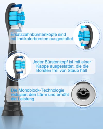 Sulkiwe Ersatzbürsten Kompatibel mit Philips Sonicare Elektrische Zahnbürste, Aufsätze passend für Philips Sonicare Diamond Protective 9000 4500 4300 7300 2000 3100 5100, 16er – Bild 6