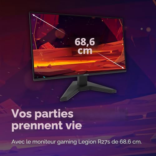 Lenovo Legion R27s - Écran 27'' FHD (1920x1080, IPS, 144 Hz, 1 ms, 1x HDMI+DP, 99% sRGB, Cable HDMI) - Noir Raven