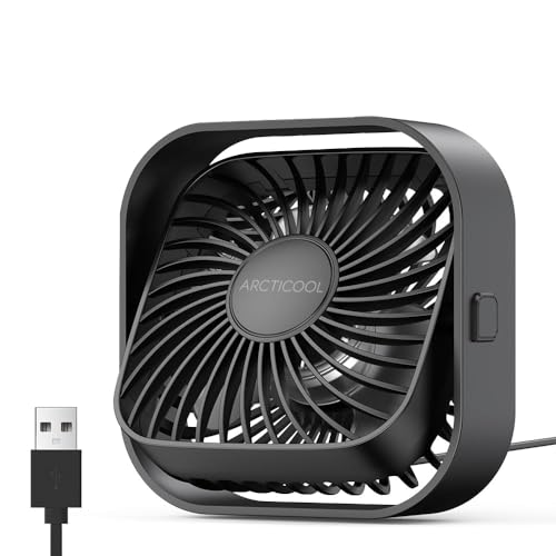 ARCTICOOL Small Table Fan, Mini USB Desk Fan, Strong Airflow & Quiet, USB Powered, 3 Speeds Wind Small USB Fan for Desk, 360° Rotatable for Home Office Table Desktop (4 Inch)