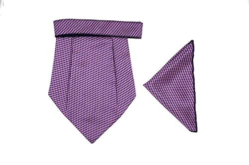 Image of formal cravat set for men with pocket square Men's Cravat Necktie, Self Design Microfiber Dark Multi color Free Size