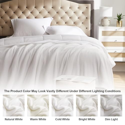 Image of KMUSET Fleece Blanket White Queen Size Lightweight Cozy Plush Microfiber Bed Blanket Factory Shop