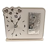 DLM-A1547 Bomboniera utile orologio in legno cm 11x12x4 linea cuori con icona Calice per Comunione bimbo bambino completo di scatola realizzato in Italia